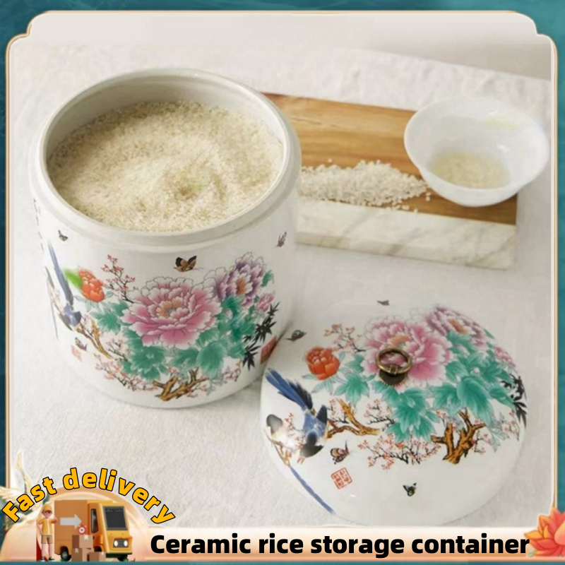 Rice dispenser 5kg/2.5kilos10kg ceramic rice storage container ...