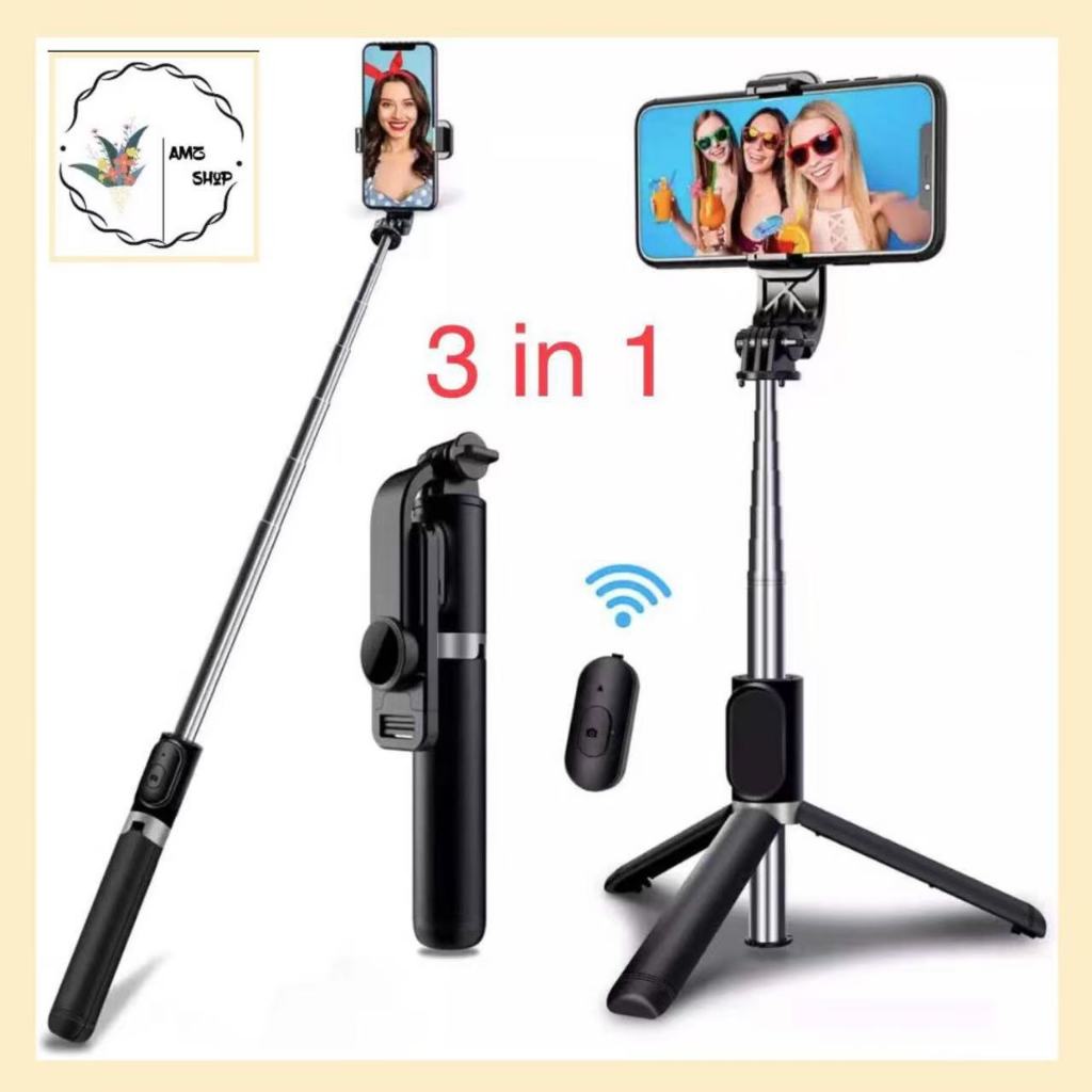 AMZ K07 Wireless Bluetooth Selfie Stick tripod monopod stand Phone ...