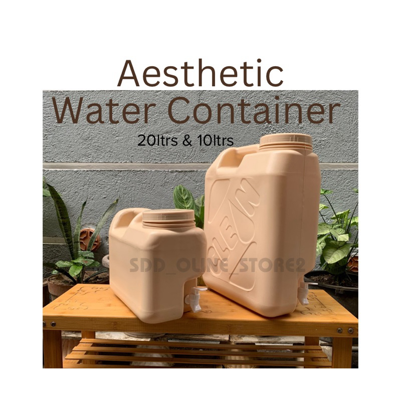 20L. / 10L. AESTHETIC WATER CONTAINER BEIGE w/ WHITE FAUCET | Shopee ...