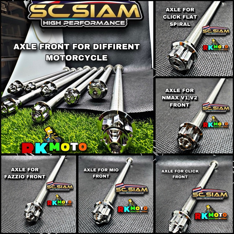 SC SIAM AXLE FRONT FOR CLICK,FAZZIO,NMAX V1,V2 RAIDER,WAVE,AEROX,MIO ...