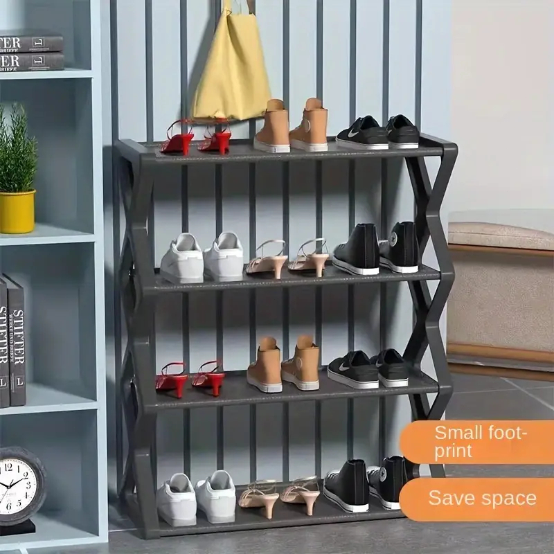 5 Layer Bedroom Shoe Rack Tier Colored stainless steel Stackable Shoes ...