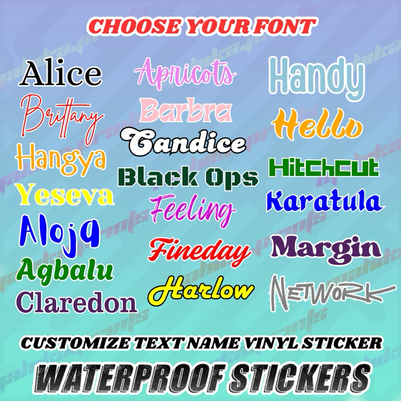 PERSONALIZED STICKER NAME - [SOLD PER PIECE] WATEPROOF LAMINATED VINYL ...