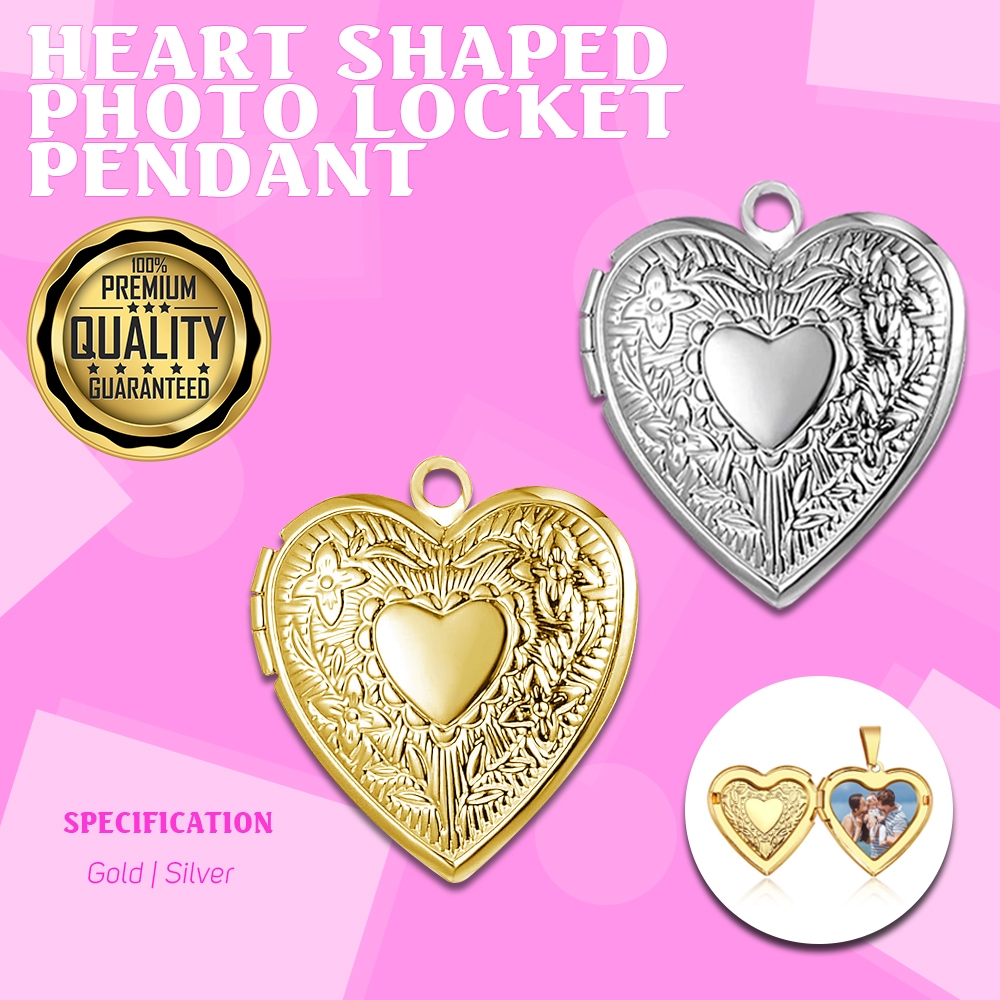Heart Shaped Photo Locket Pendant 3x3cm Gold and Silver 10/50pcs ...