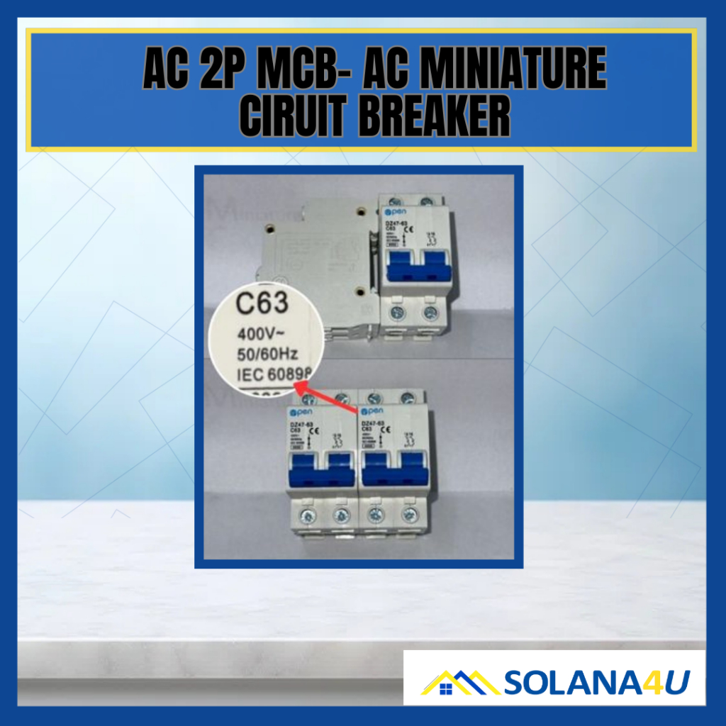 AC 2P SOLAR MINIATURE CIRCUIT BREAKER (AC 2P MCB)for Solar Panel ...