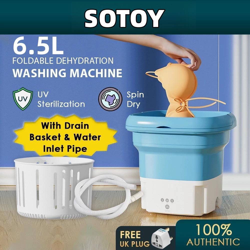 Automatic Mini Washing Machine With Spin Dryer Portable Foldable With Blue  Light Sterilizing