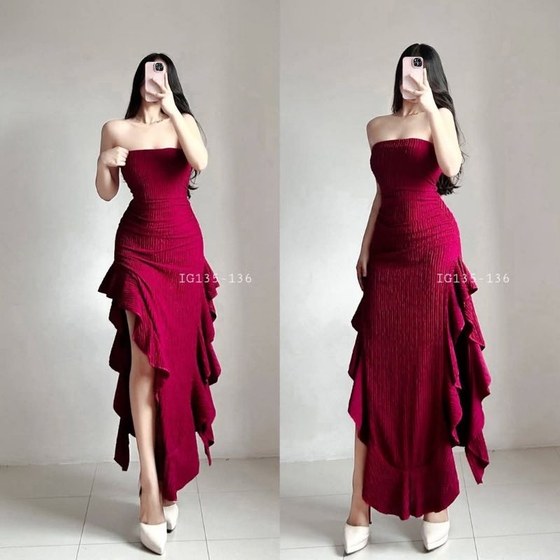 TALA TUBE MAXI DRESS WITH SLIT FOR WOMENS | Shopee Philippines