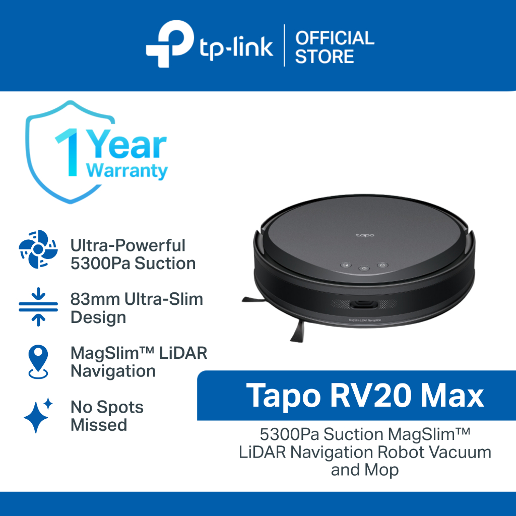 TP-Link Tapo RV20 Max | Robot Vacuum Cleaner w/ Mop | Smart Cleaning ...