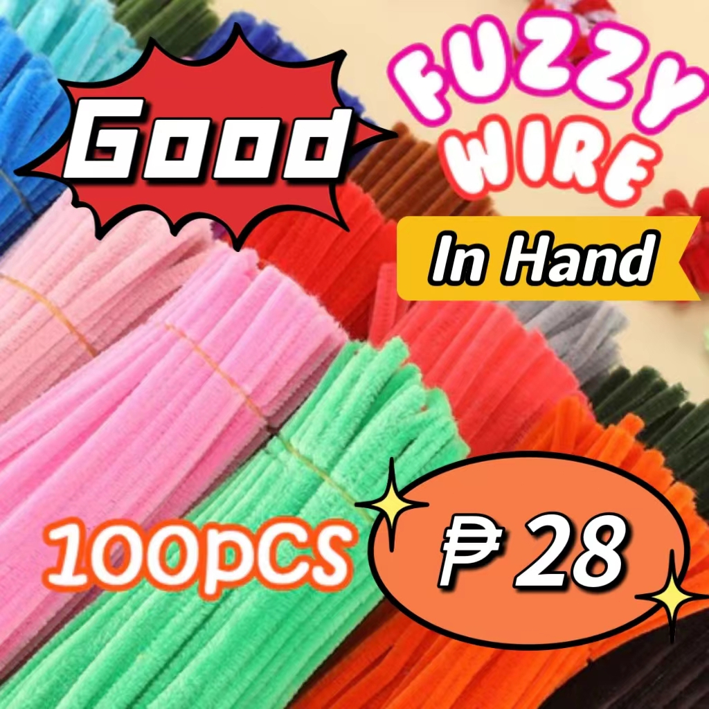 100pcs Colorful Dense Fuzzy Wire Pipe Cleaner Craft Flower Chenille ...