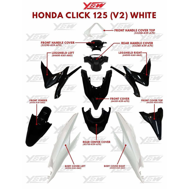 YSW COVER SET HONDA CLICK 125 (V2) WHITE ( MADE IN THAILAND ) | Shopee ...