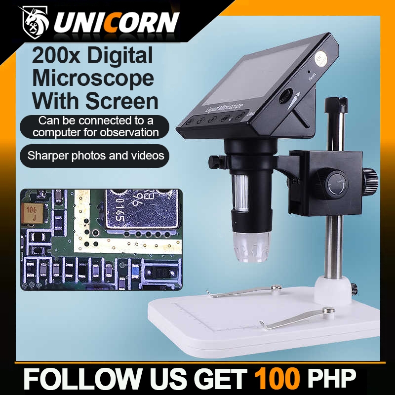 Electron microscope, magnified 200x, 4.3-inch, supports shooting and ...