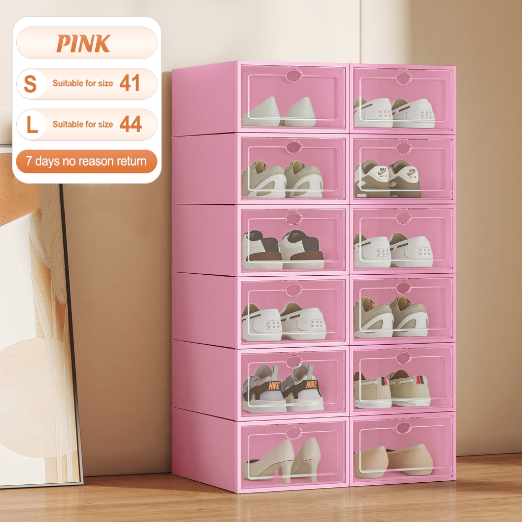 Transparent Big Size Shoe Box Rack Organizer Candy Color With