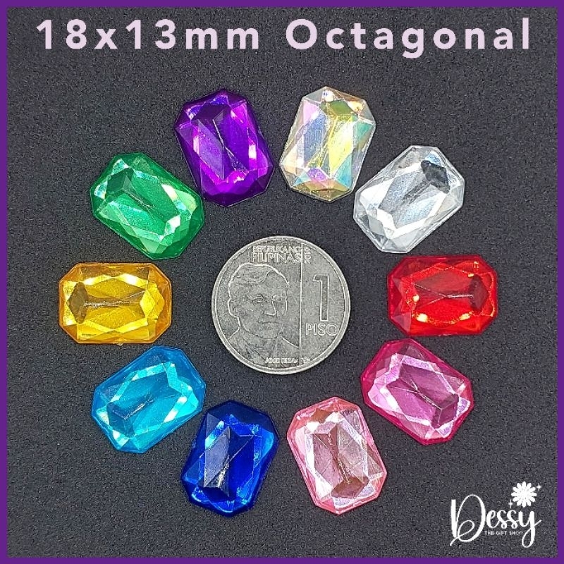 18x13mm Rectangle Octagon Rhinestones 10 pcs - Dessy The Gift Shop ...