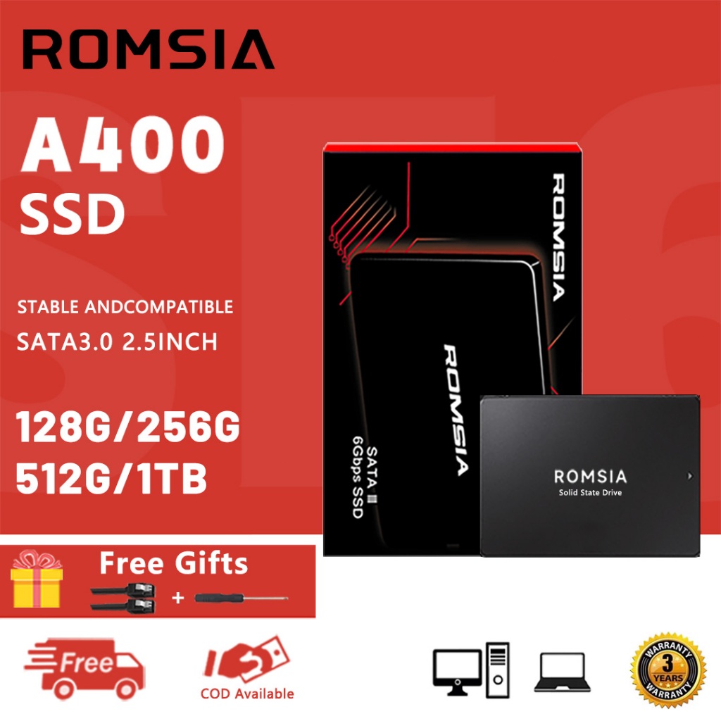 ROMSIA A400 SSD 128GB 256GB 512GB 1TB Solid State Drive SATA3