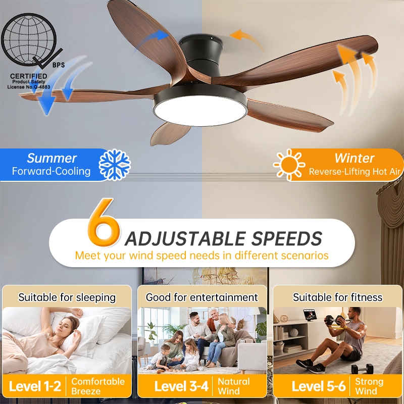 Nordic Modern Ceiling Fan with Light Wood Grain Tri-Color Light Light ...