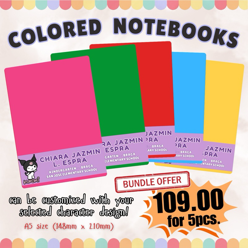 COLORED NOTEBOOKS with Character Name Design | Shopee Philippines
