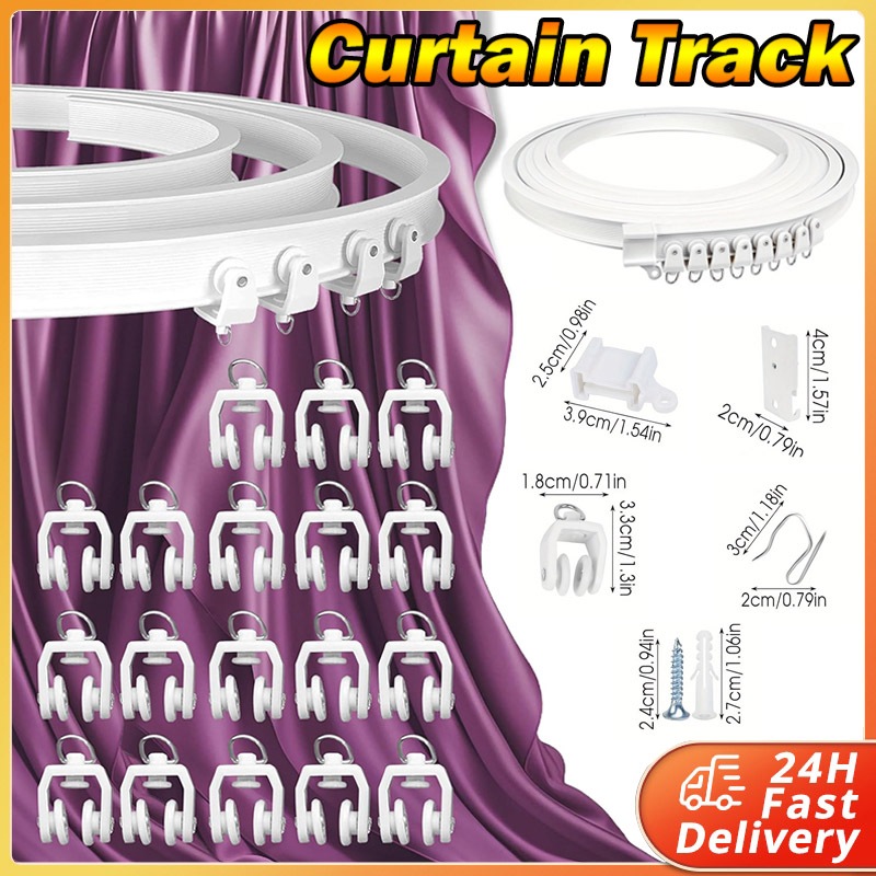 5M/3M Flexible Curtain Track PVC Ceiling Movable Mute Reusable Easy ...