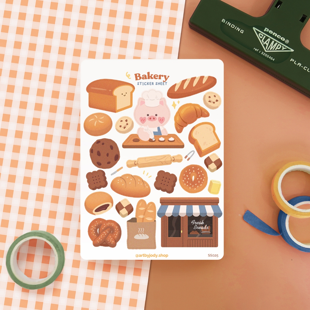 Bakery Bread Bagel Croissant Planner and Journal Sticker Sheet, Cozy ...