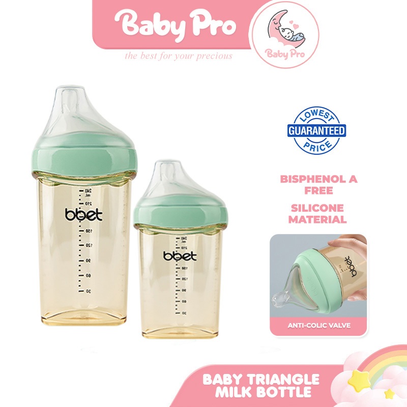 Baby Pro Baby Triangle Feeding Milk Bottles Pink Green White 150 240ml