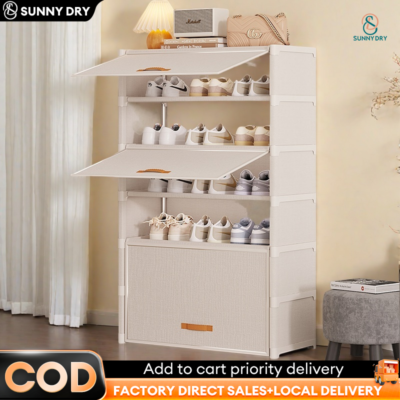3 Layers Shoe Rack Organizer With Cover Stainless Steel Cabinet Shoe ...