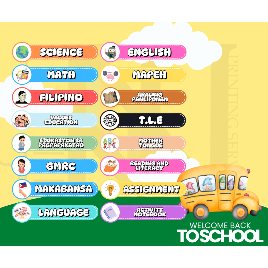 16 PCS COLORFUL SUBJECT LABELS FOR NOTEBOOK BACK TO SCHOOL | Shopee ...