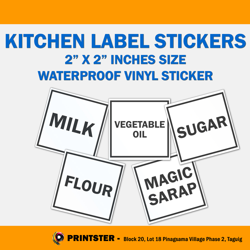 Simple Minimalist Kitchen Waterproof Sticker Labels Signs Glossy Finish ...