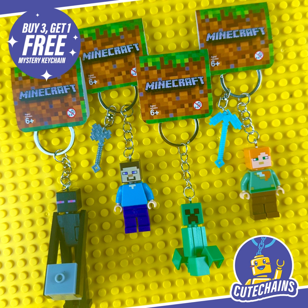 [PROMO] Minecraft Custom Brick Keychain Alex Steve Creeper Enderman ...