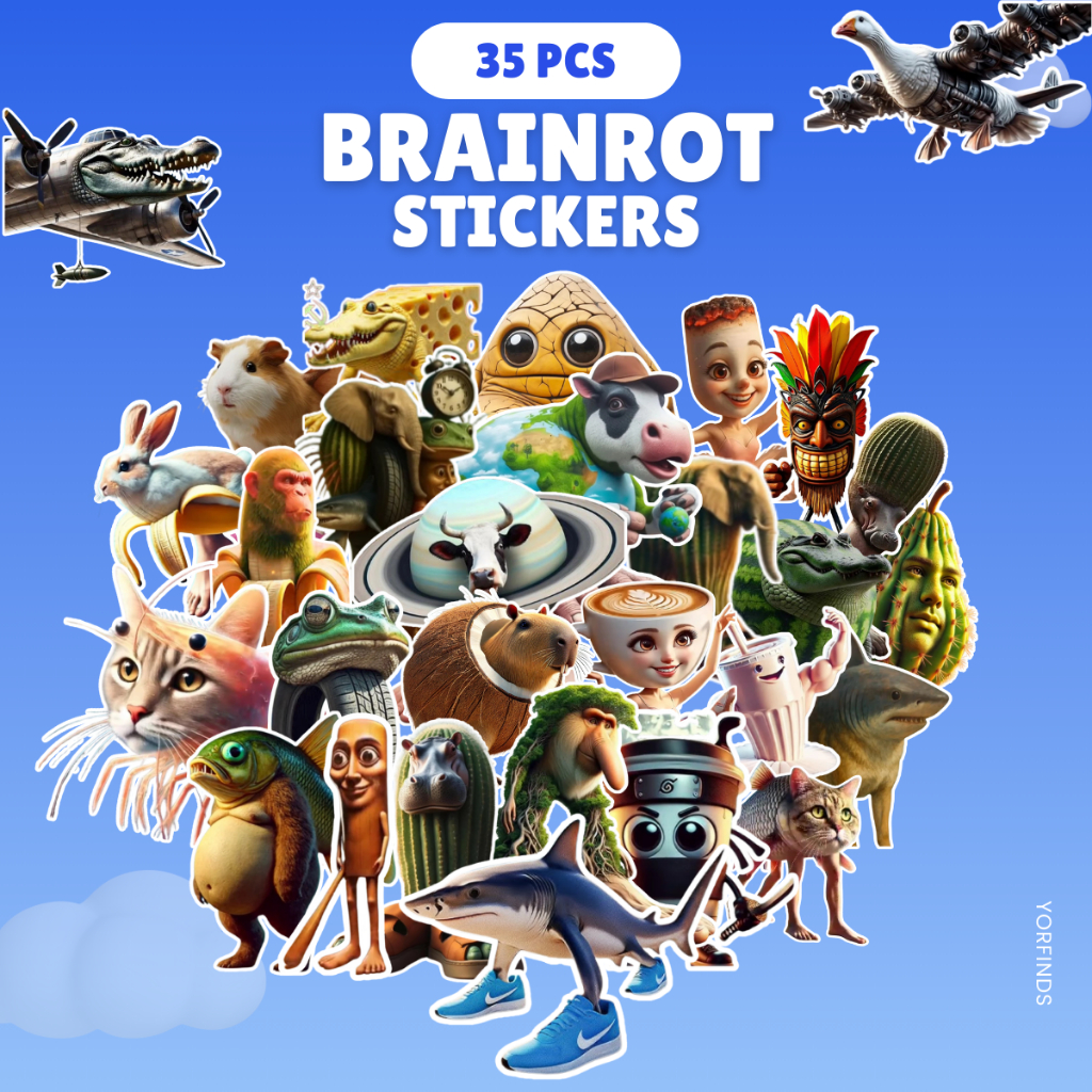 35pcs Brainrot Character Stickers (Tralalero Tralala) | Decor, Glossy ...