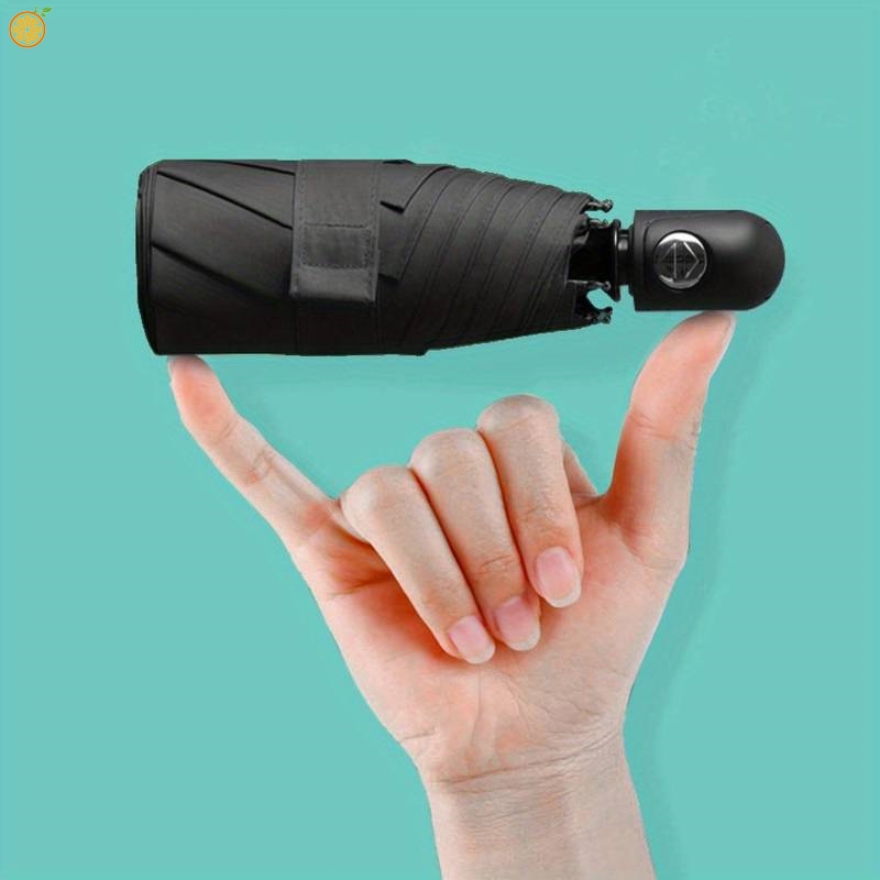 Folded Umbrella Automatic UV Protection Sunscreen Anti Rain Black Mini ...