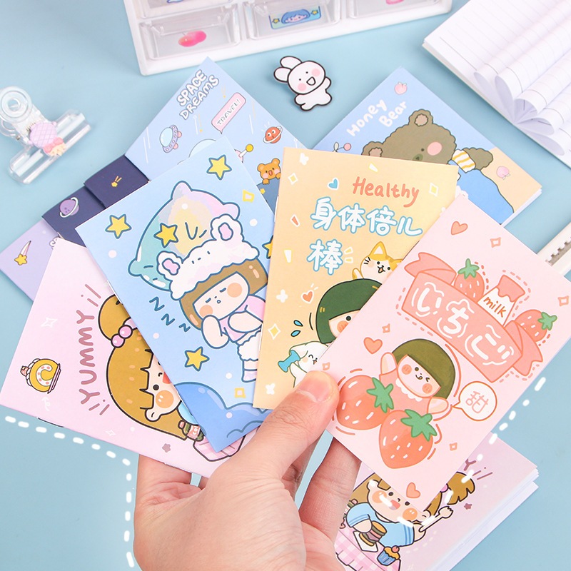 Oumi 20pcs Line Pocket Notebook MUJI ins Cute Memo Sticky Notes cartoon ...