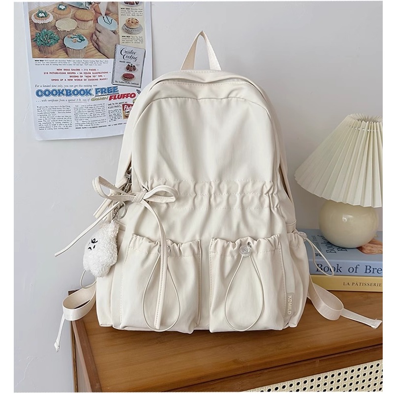 Japanese Ins Student Backpack Drawstring Bow School Bag Large Capacity ...