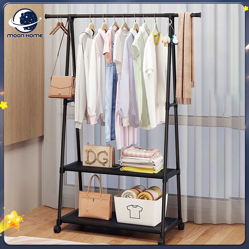 MOON Triangle Coat Rack Floor Bedroom Multi-function Clothes Hanger Bag ...