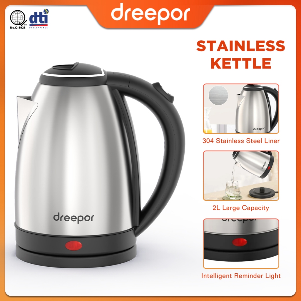 Stainless Steel How To Use A Electric Kettle Dreepor 2L Stainless
