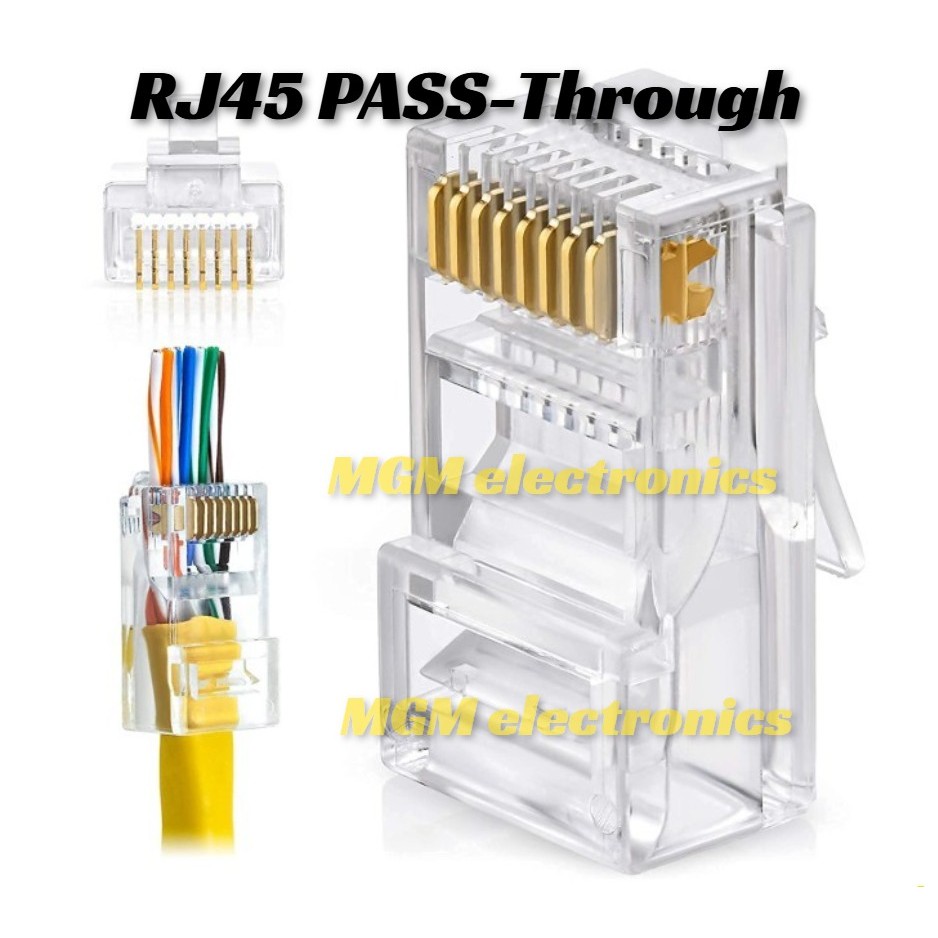 5PCs/LOT RJ45 Cat6 Pass-Through Connector / RJ45 Cat6 Metal shielded ...