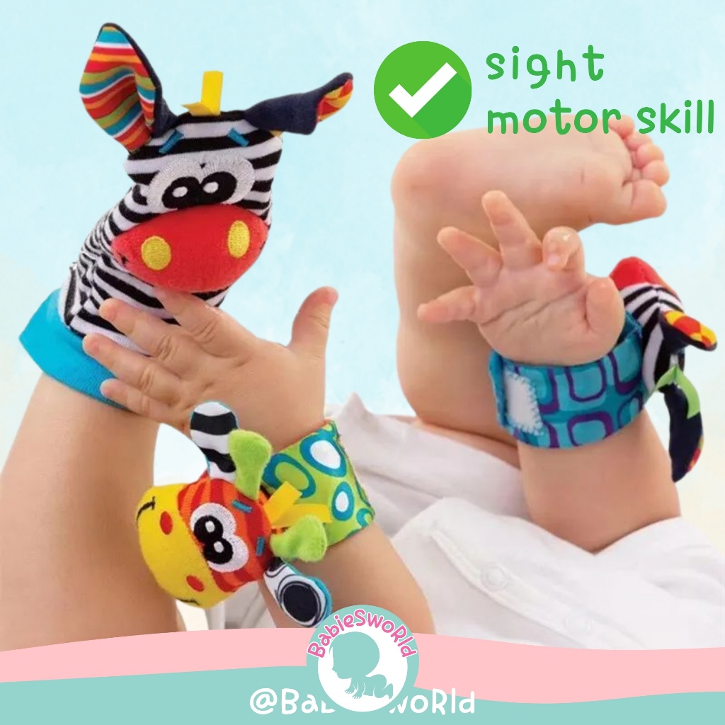 Babiesworld Pair Wrist Sock Rattle Animal Baby Kids Soft Hand Strap ...