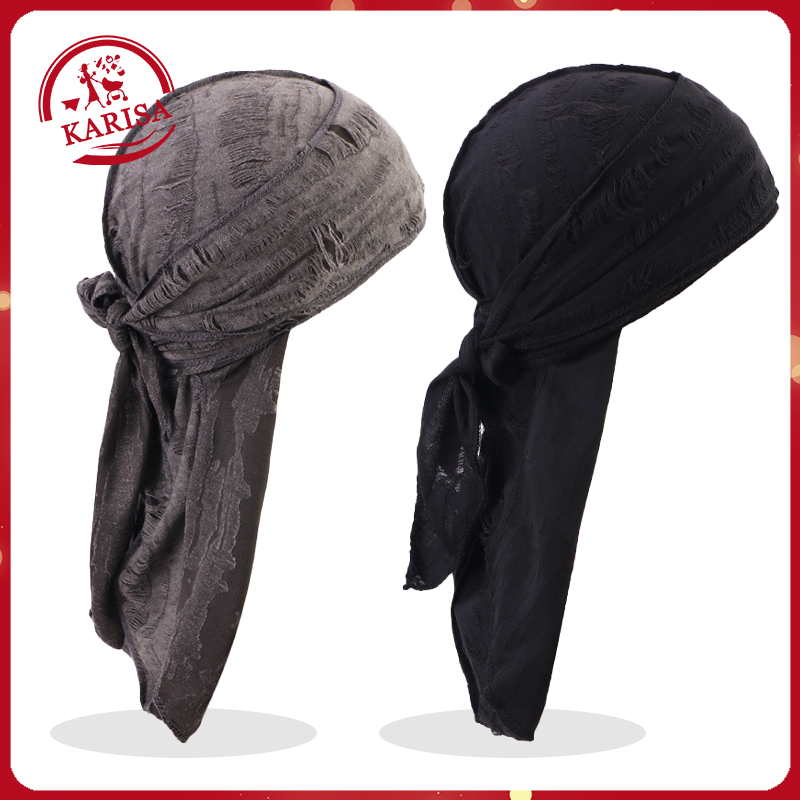 Retro Pirate Hat Cotton Long Tail Headband Hat Durag Bandana for Men ...