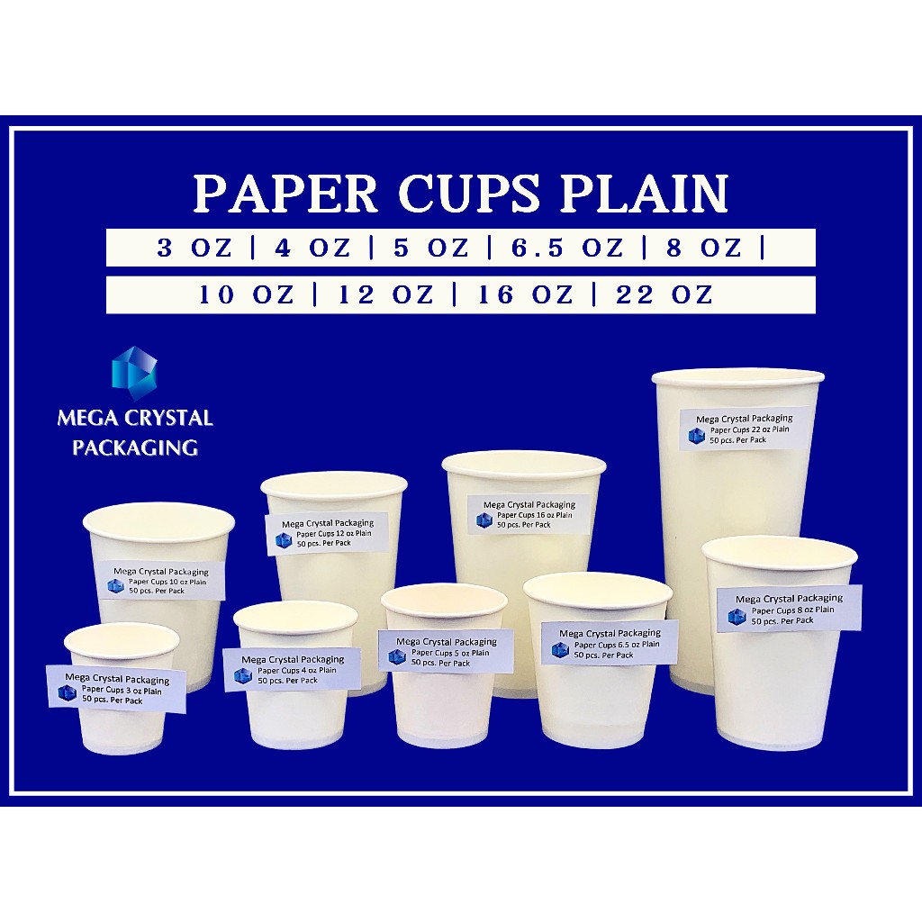[ 50 PCS ] PAPER CUP / PAPER CUPS PLAIN 3oz /4oz / 5oz / 6.5oz / 8oz ...