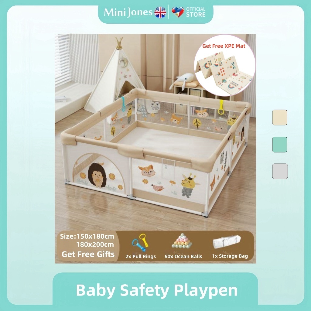 MiniJones Baby Playpen Hedgehog Safety Play Fence Stainless Steel