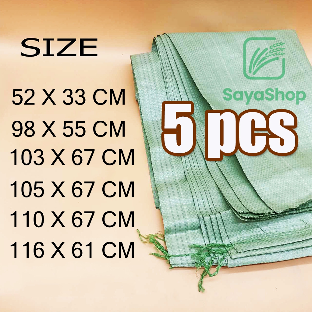 5 piece Green/White SACK Bag sako BAGO empty sack REAPER PALAY/RICE ...