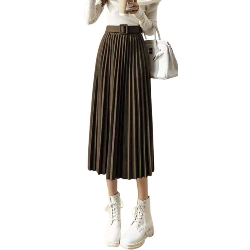 Pleated Skirt Maxi Length A-Line Full Flat Garter 24-28 Waistline With Belt  9008 | Shopee Philippines