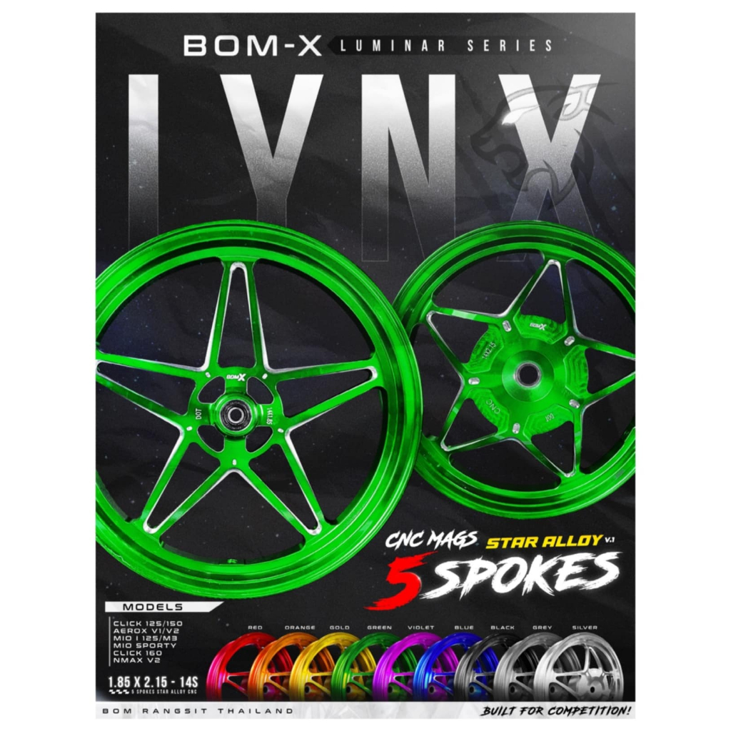 BOMX MAGS CNC ALLOY LYNX NMAX V2 SIZE 13/14S | Shopee Philippines