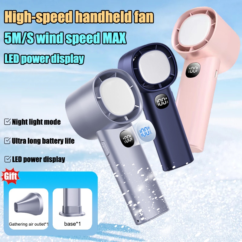 USB high-speed Mini turbo Fan Night light Handheld fan LED display fan ...