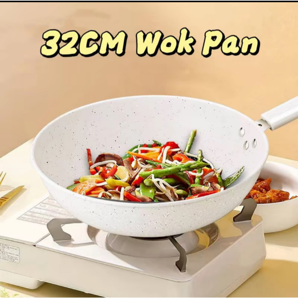 32CM White Non Stick Frying Pan Cooking PanCooking Utensilis Steady ...