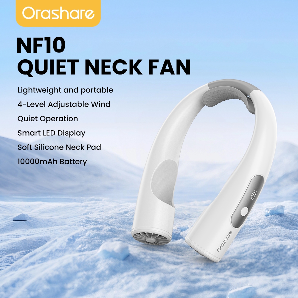Orashare NF10 10000mAh Neck Fan Bladeless Rechargeable Fan 4-Speed ...