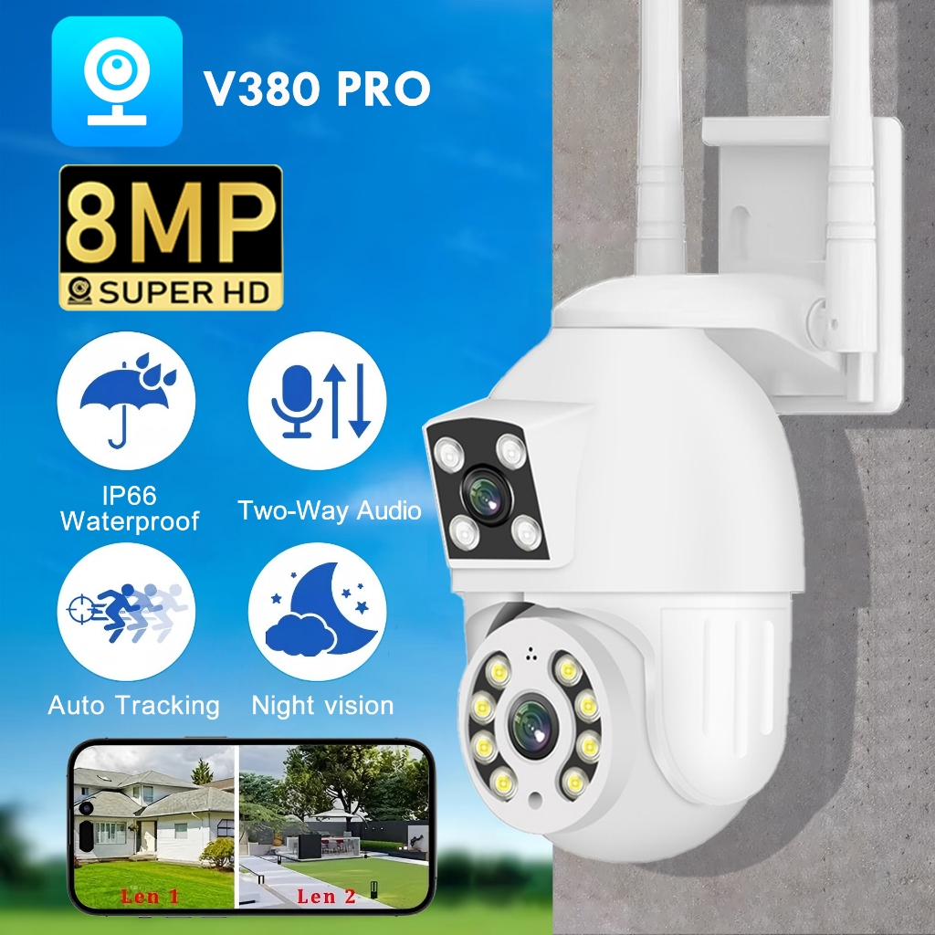 8MP Dual Lens Outdoor CCTV Camera IP66 Waterproof Auto Tracking ...