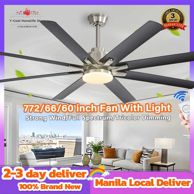 60/72 inch Nordic Ceiling Fan With Light 8 Blades Celling Fans Big Size ...