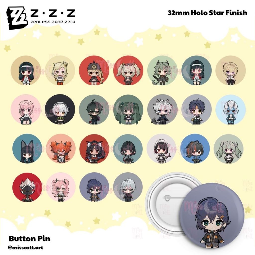 Zenless Zone Zero Chibi Button Pins | MissCatt x StarCreates | Shopee ...