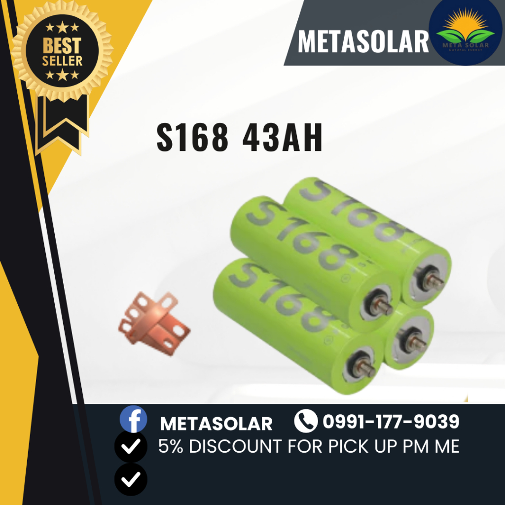 43Ah S168 LiFePO4 Lithium Battery – Rechargeable Cylindrical Cell for ...