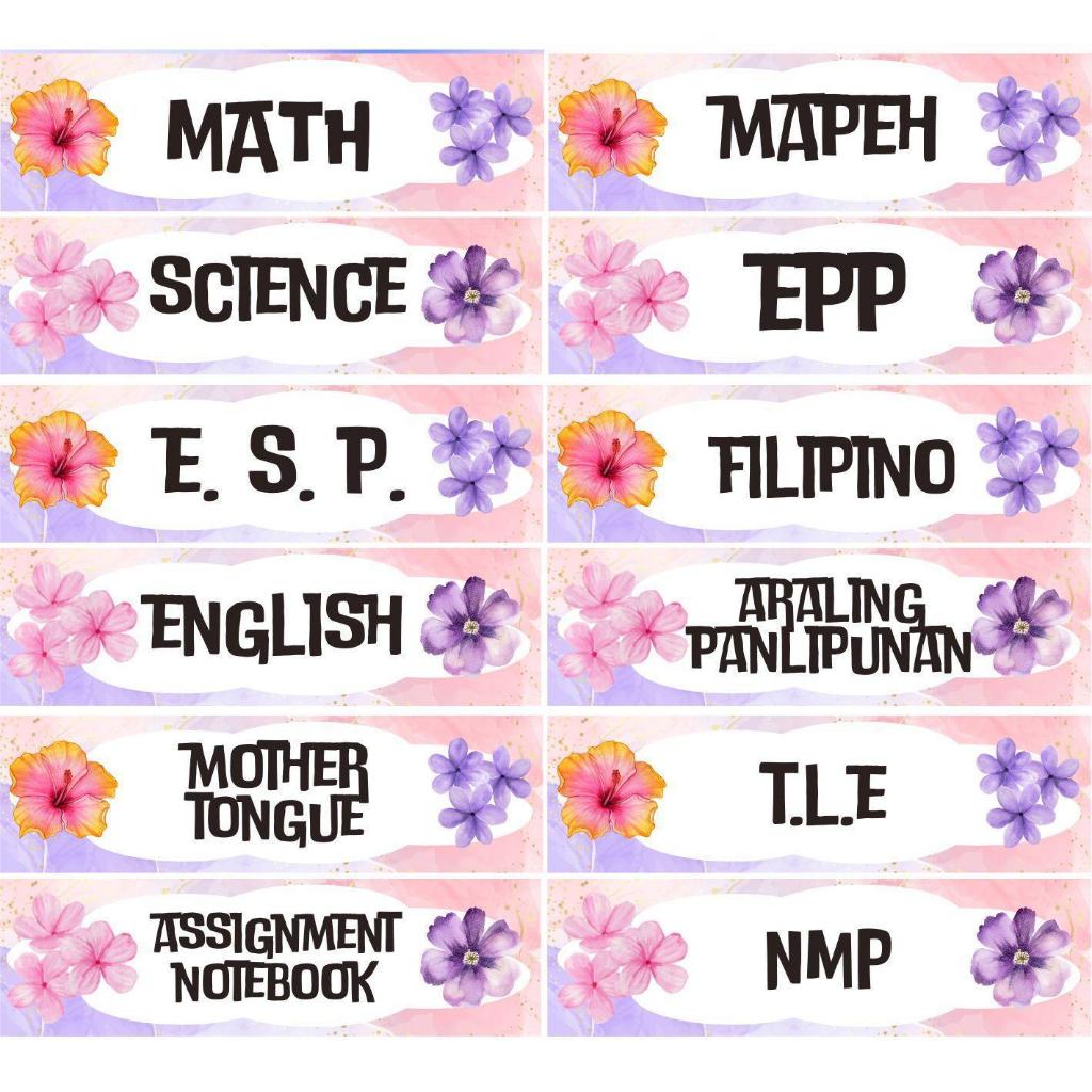 SUBJECT LABEL AND NAME LABEL STICKER FOR NOTEBOOK AND BOOKS | Shopee ...