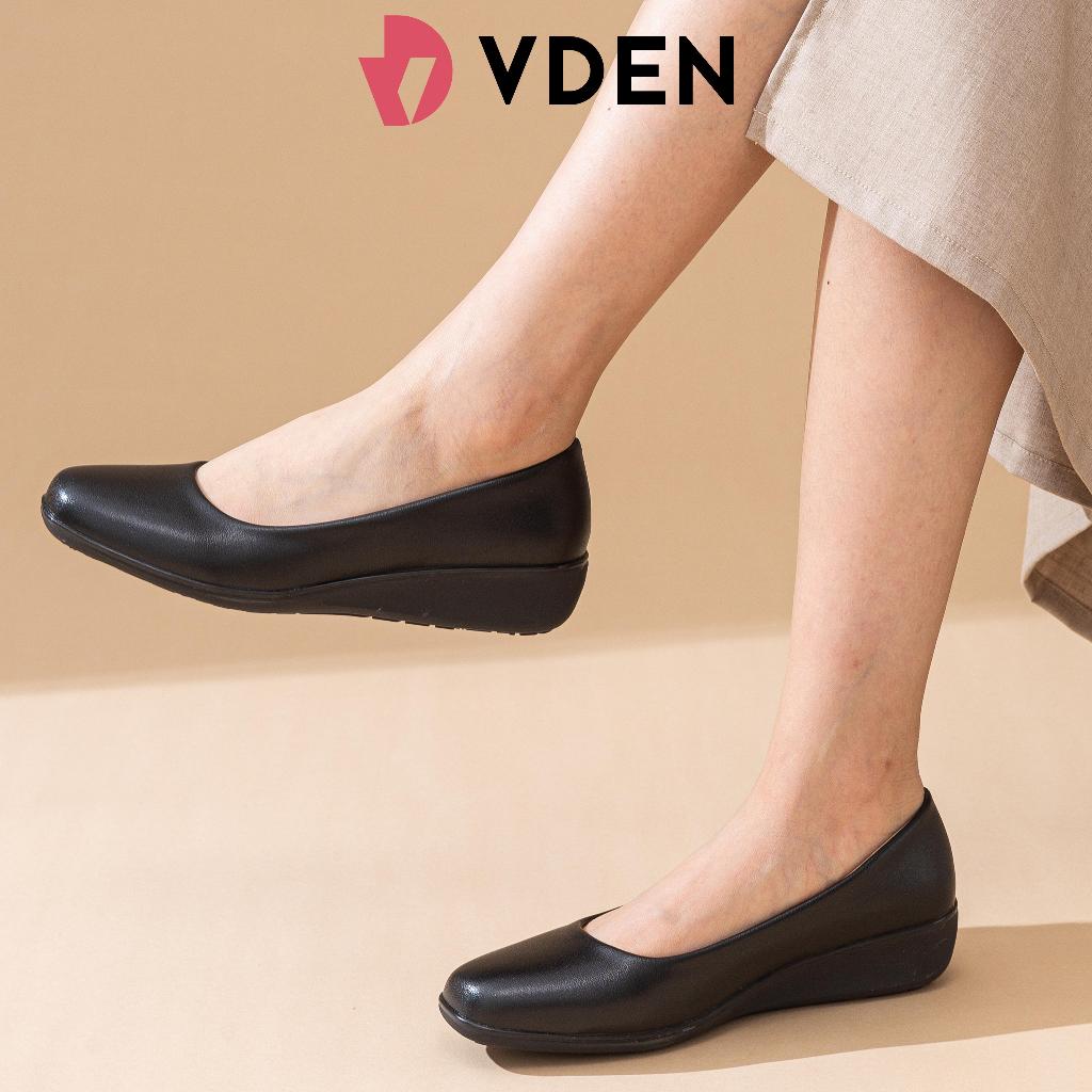 VDEN Women's Low Heel Shoes Leather Shoes 1.4INCH/3.4CM B1180-3 Black ...