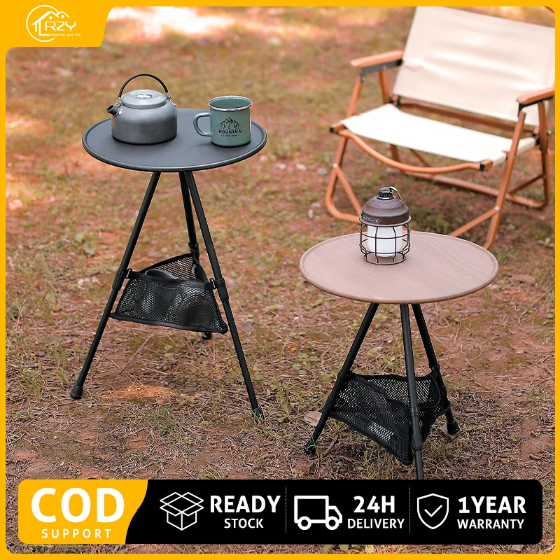 R2Y Outdoor Aluminum Folding Small Round Table Portable Adjustable ...